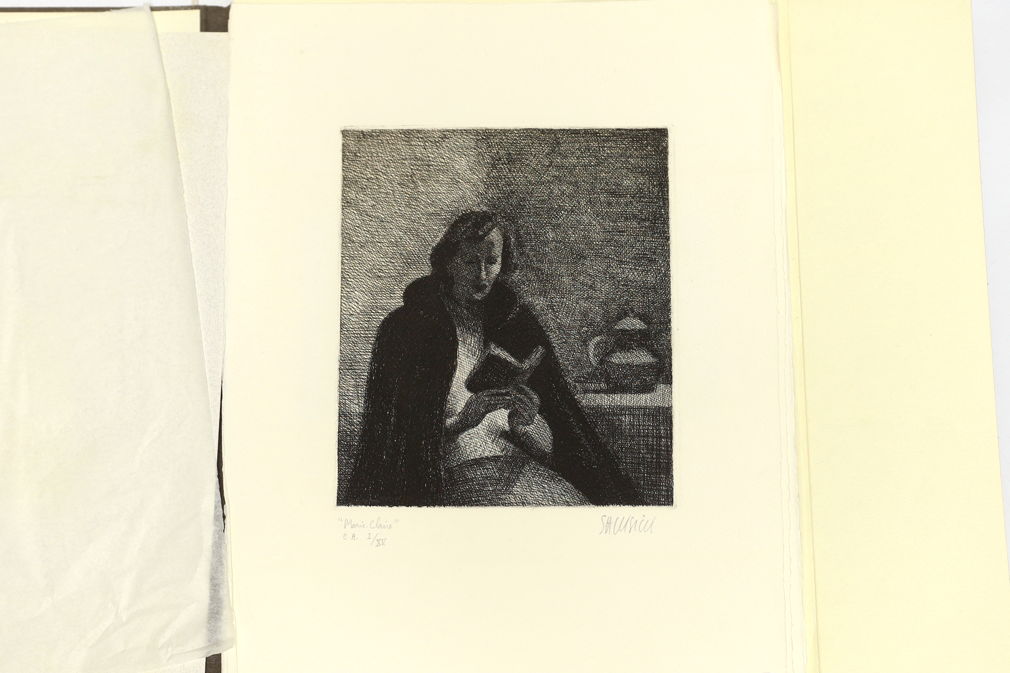 Gilles Sacksick (b.1942) folio of six etchings, each signed in pencil and limited edition I of XV, including Marie-Claire and Sophie, unframed, together with a Bruton Gallery booklet, 39 x 28cm
